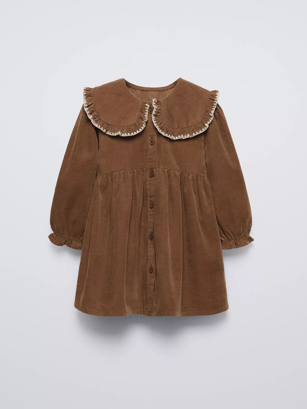 Zara Brown Corduroy Dress with Peter Pan Collar